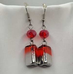 ✨2/$10✨ Handmade Ruby Red Chandelier Drop Silver Earrings